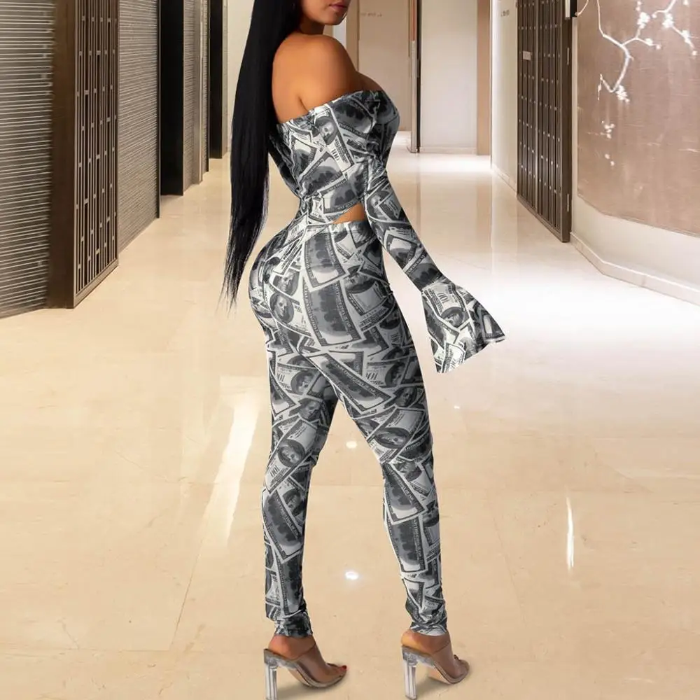 Женский комбинезон с принтом долларов Adogirl облегающий сетчатый открытыми
