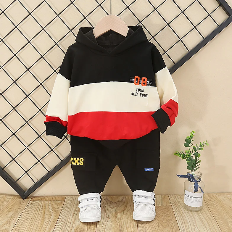 Спортивная одежда для мальчиков детский спортивный костюм топ с капюшоном +