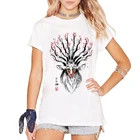 Новинка 2021, модная летняя женская футболка с коротким рукавом в стиле Харадзюку, с изображением сакуры, оленя, волка, принцессы Суми-е, Мононоке леса