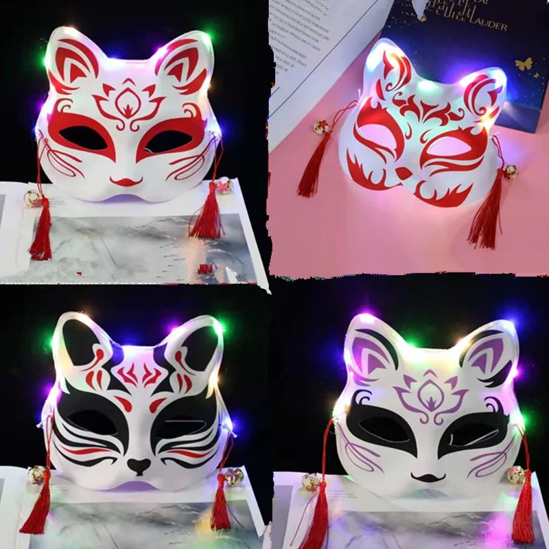 

Светящаяся лиса, маска кошки, женский голос, старый костюм, костюм на Хэллоуин, Хэллоуин, половина лица, маска лисы для детей