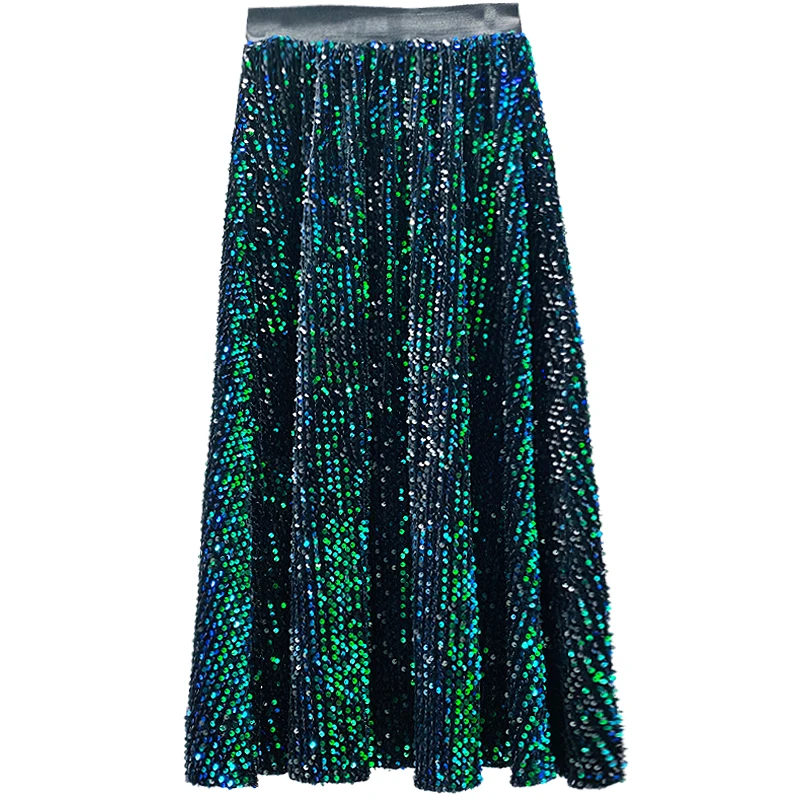 Длинная женская юбка с пайетками 2019 осень и зима Новая европейская высокой
