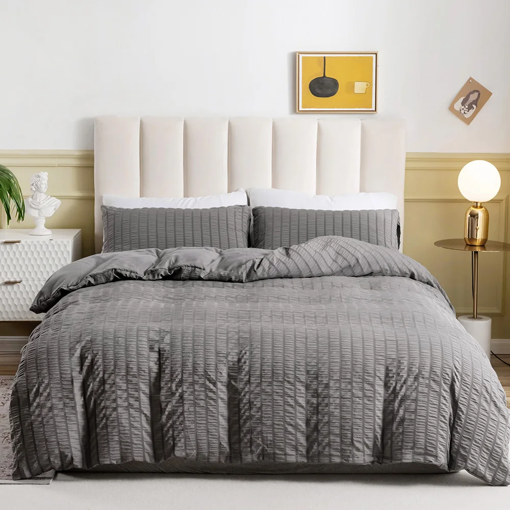 

Stripe Series Bedding Set White Grey Duvet Cover Pillowcase Twin Full Queen King Home Textiles Bed Set Bedclothes