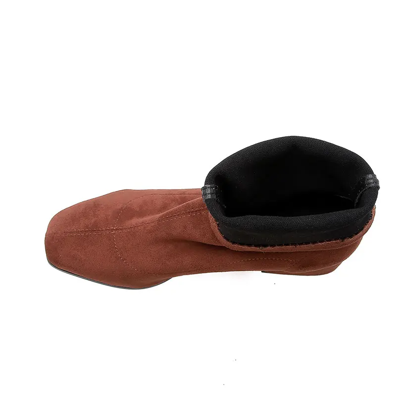 Женские эластичные ботинки-носки на высоком квадратном каблуке | Обувь