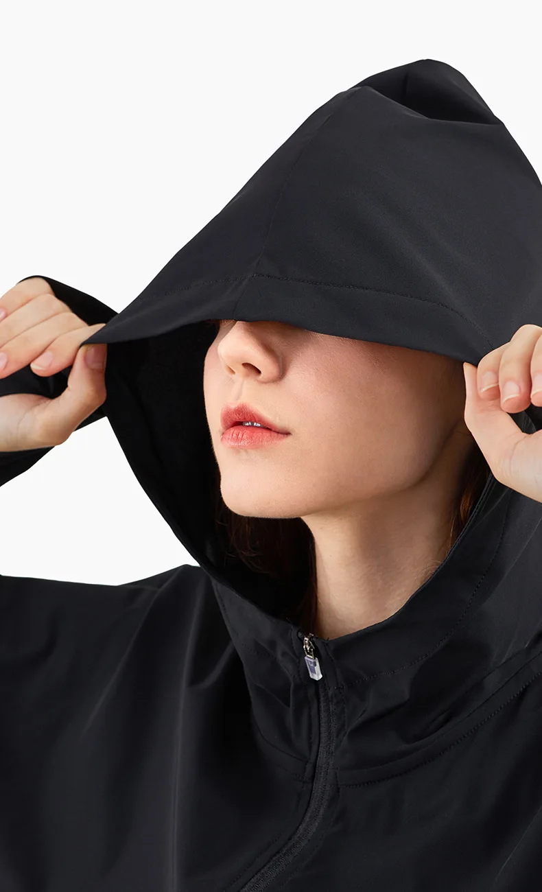 

Zipper Hooded Fishing Jacket Gym Clothes Sports Loose Running Tops Yoga Clothes Workout Shirts for Women Long Sleeve Crop Top