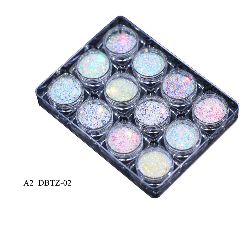 12 цветов Блестки для ногтей набор кистей макияжа с деревянной лазерной к