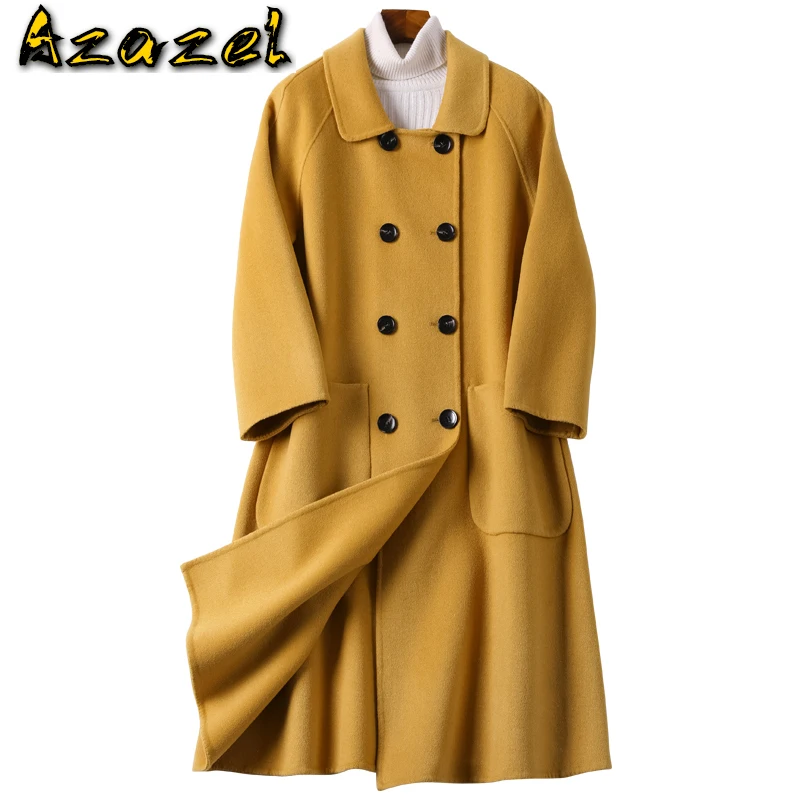 

Spring Autumn Coat Female Pink Black Long Wool Coat Women Clothes 2020 Korean Vintage Outwear Jacket Abrigo Mujer 812 ZT2518