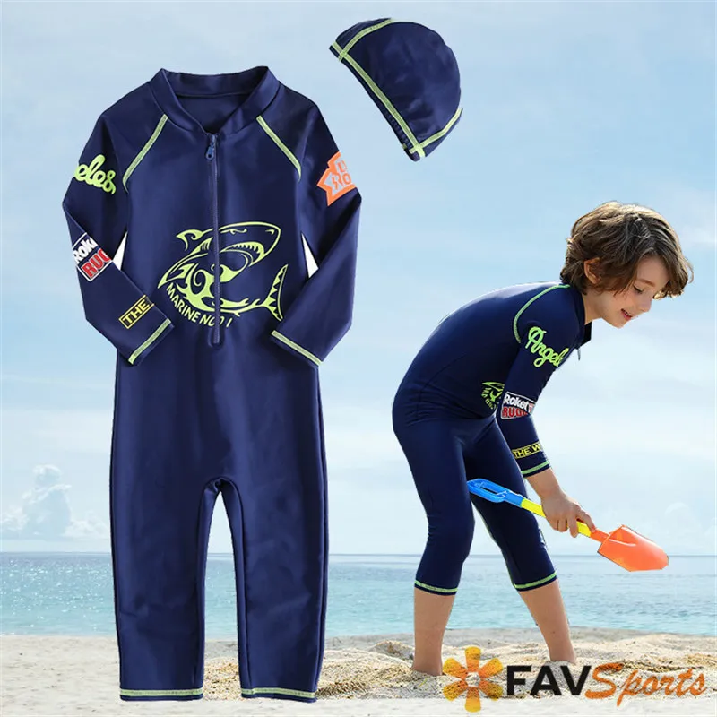 Новый детский купальный костюм для мальчиков со средним рукавом гидрокостюм