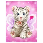 Набор для алмазной вышивки сделай сам, мультяшная Круглая Мозаика 5D с изображением животных, розового тигра, подарок для детей, FC843
