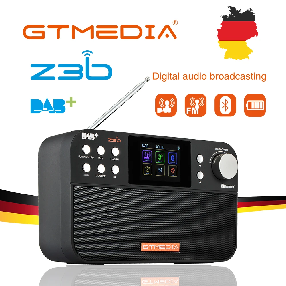 Display de Cores Suporte para Bluetooth Gtmedia-rádio Digital Portátil Gravador fm 2.4 Polegadas Reprodutor Z3b Dab