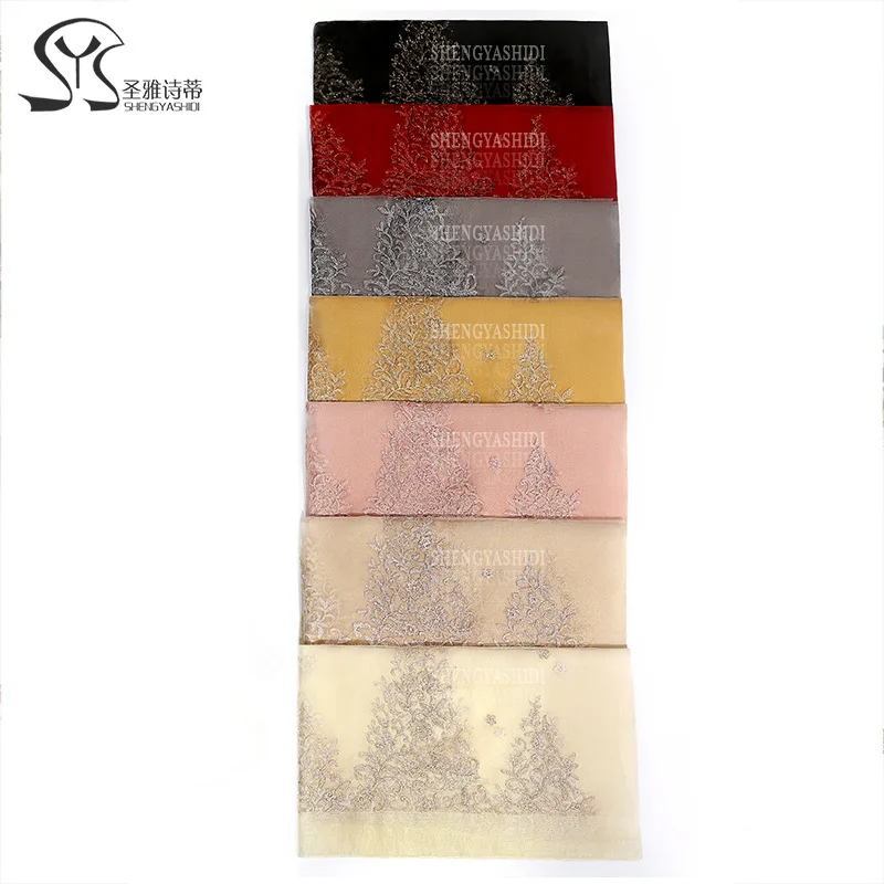 2020 Шелковый шерстяной шелковый шарф тутового шелка вышивка элегантный и