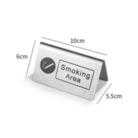 stainless steel tabletop sign no smoking reserved double sided table signs for hotel office restaurant remind sign tag