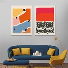 Скандинавские абстрактные геометрические красочные холщовые настенные художественные картины для гостиной спальни постер и принты Современный домашний декор