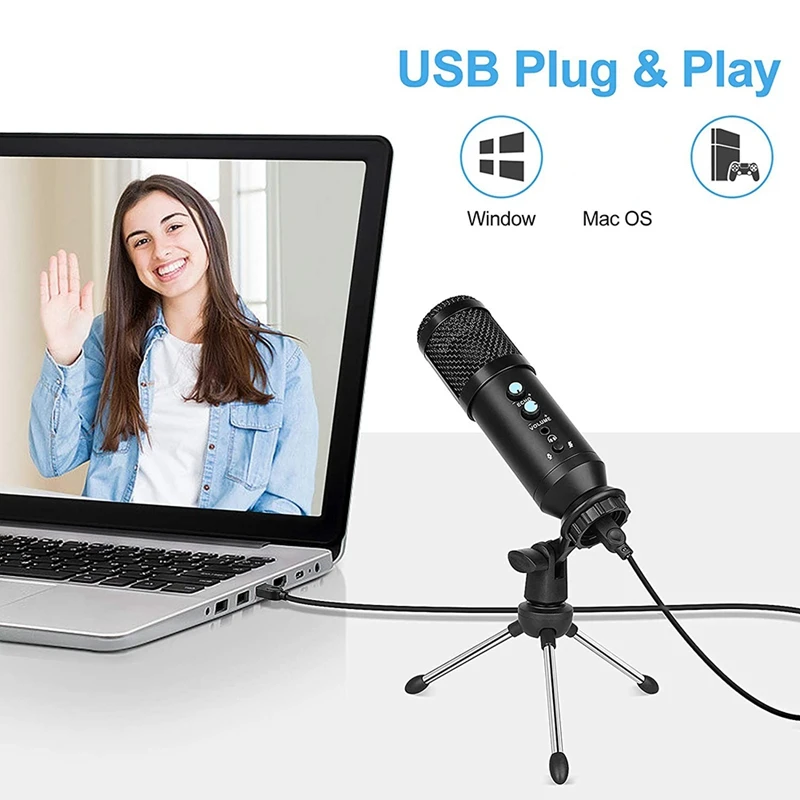 Конденсаторный микрофон с подставкой USB для компьютерного использования игр