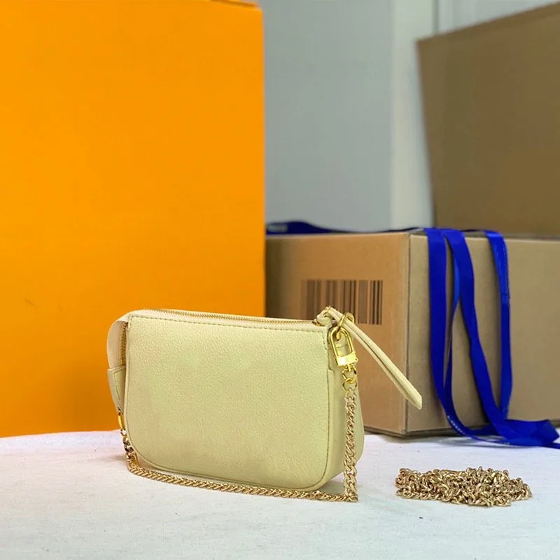 

women's bag Genuine Leather Luxury Lady Messenger Bag with Gift Box Chain Bag Women's gold chain shoulder strap bag