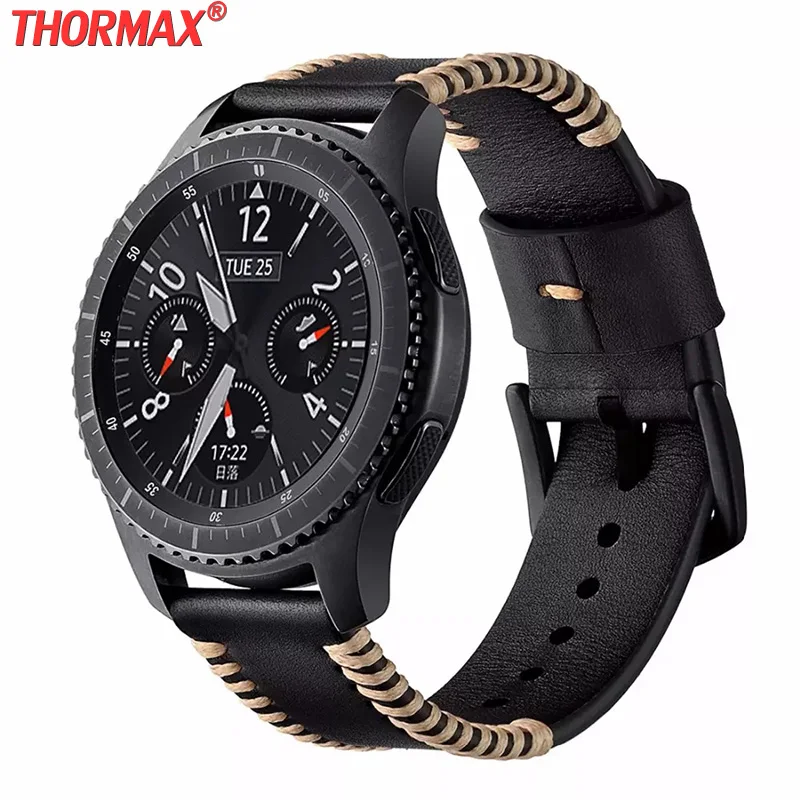 22 мм кожаный ремешок для Samsung Galaxy Watch 42 46 Замена Gear S3 Frontier/Классический Браслет
