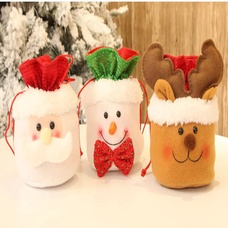 Новые креативные рождественские украшения льняные сумки с кулиской для яблок