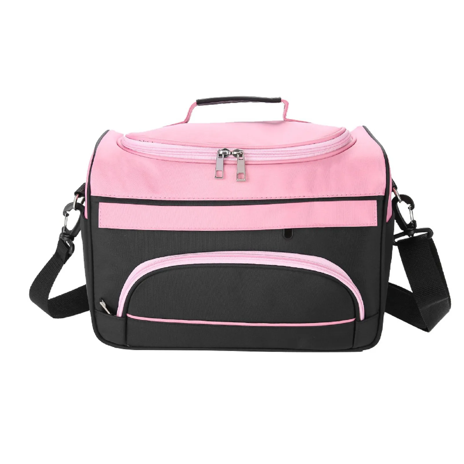 

Large Storage Multi-Function Portable Hairdressing Makeup Travel Home Hair Stylist Tool Bag Shoulder Bag Handbag Pink/Black