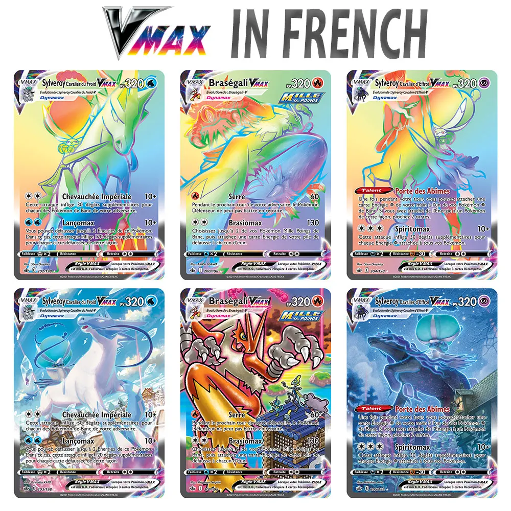 Новые карты Pokemon во французском чехле новейшая голографическая Радужная игра Vmax V