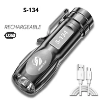 rechargeable mini led flashlight usb powerful light torch abs lightweight material suitable for adventure camping riding hiking