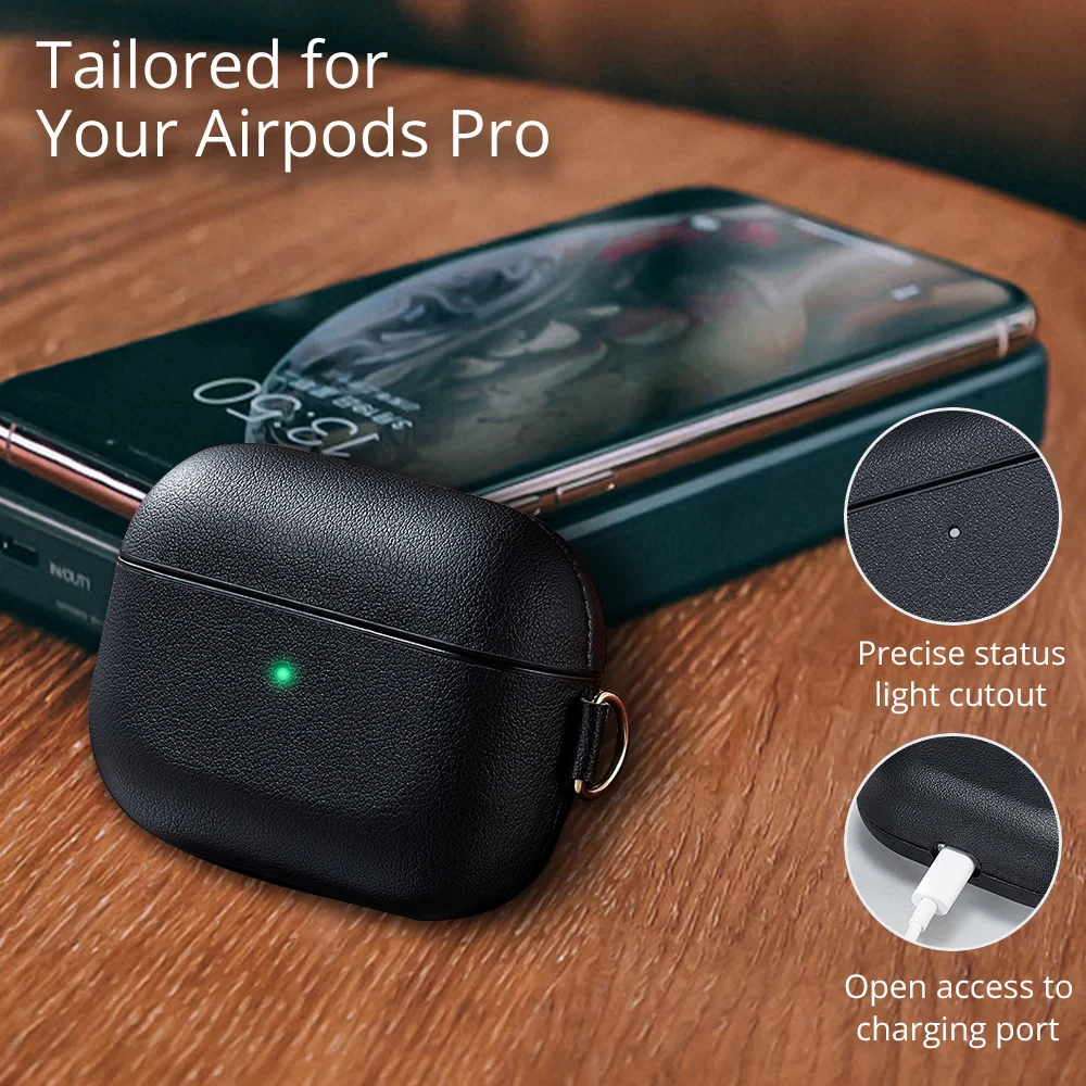Кожаный чехол Bonola для Airpods Pro, противоударный защитный чехол s для Airpods 3 с чехлом-брелком для наушников Apple