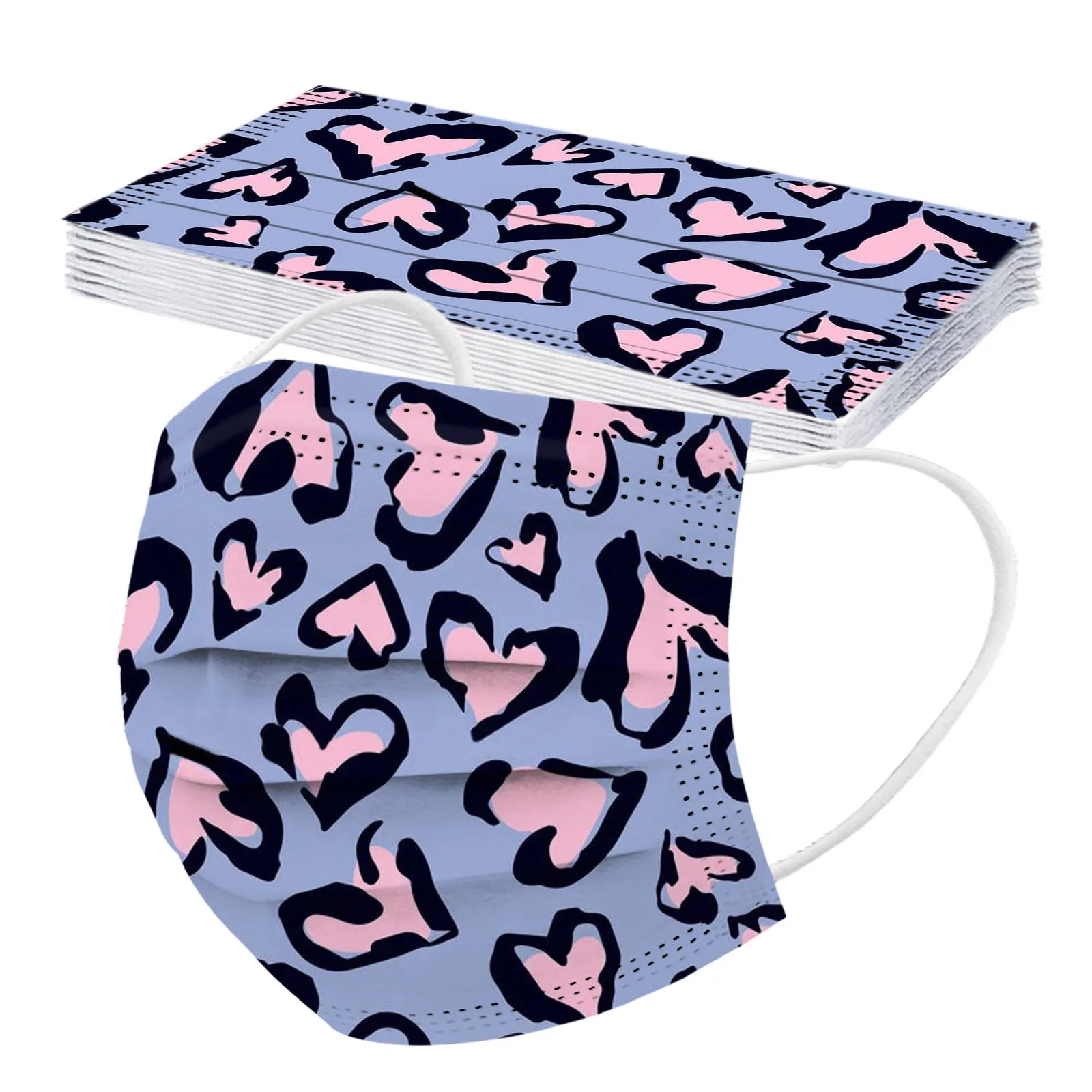 Маска одноразовая унисекс в форме сердца с леопардовым принтом 3 слоя |