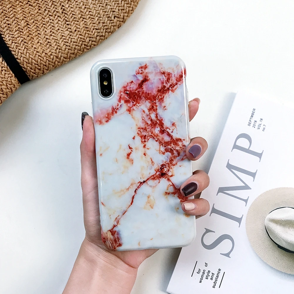 Мягкий ТПУ мраморный чехол для Coque iphone 7 XS MAX чехол задняя крышка для iphone 6 6S 7 8 Plus iphone X XR чехол для телефона