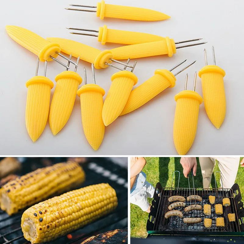 6/8/10/12pcs BBQ Sweetcorn Holder Fork Corn On The Cob Skewers Home Party Cooking Holders Twin Prong | Дом и сад