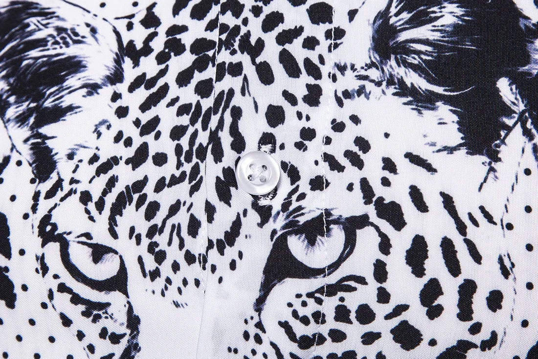 Мужская рубашка с леопардовым принтом модная черная в горошек длинным рукавом