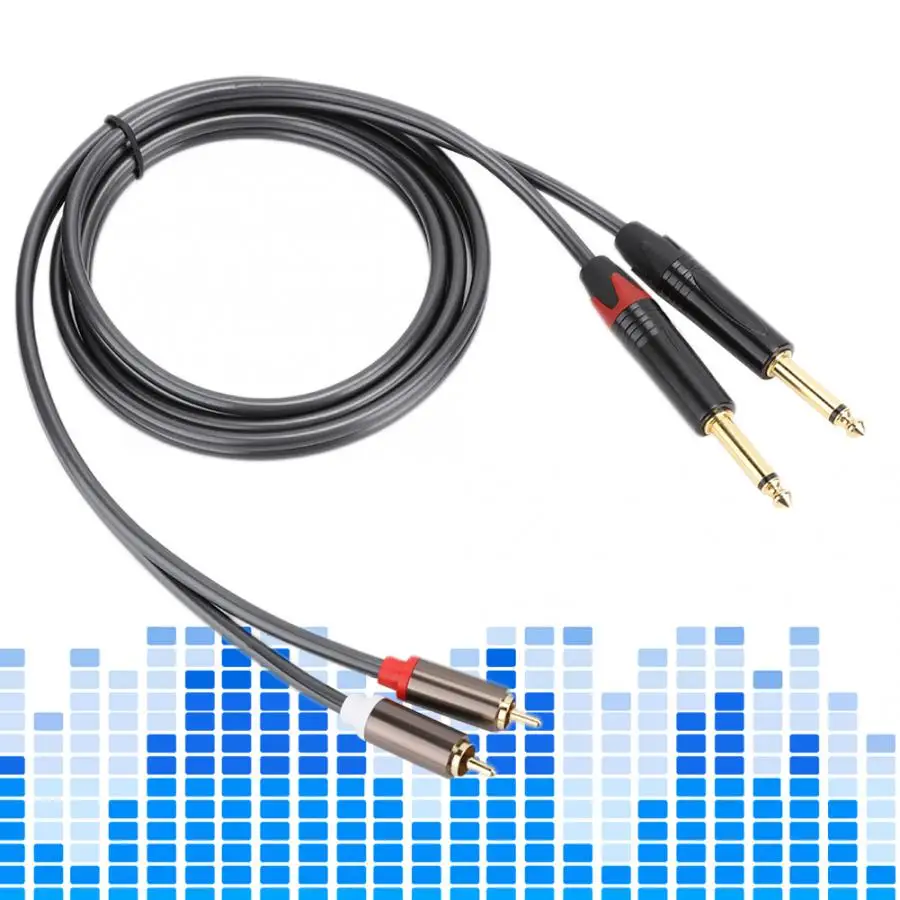 1 5 м двойной моно аудиокабель RCA к двойному 6 35 позолоченный штекер алюминиевый