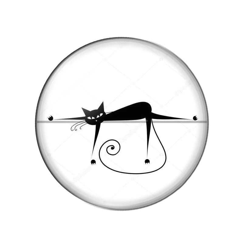 Стеклянный кабошон ZB0543 Круглый Кабошон для фото с милыми черными мультяшными