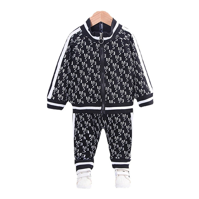

Новинка, модная одежда для маленьких девочек на весну и осень, Детская куртка с буквенным принтом, штаны, 2 шт./компл., спортивная одежда для м...