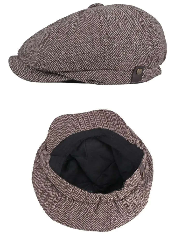 

Cotton Spring Summer Fashion Joker Striped Newsboy Caps Flat Peaked Cap Men and Women Painter Beret Hats 128