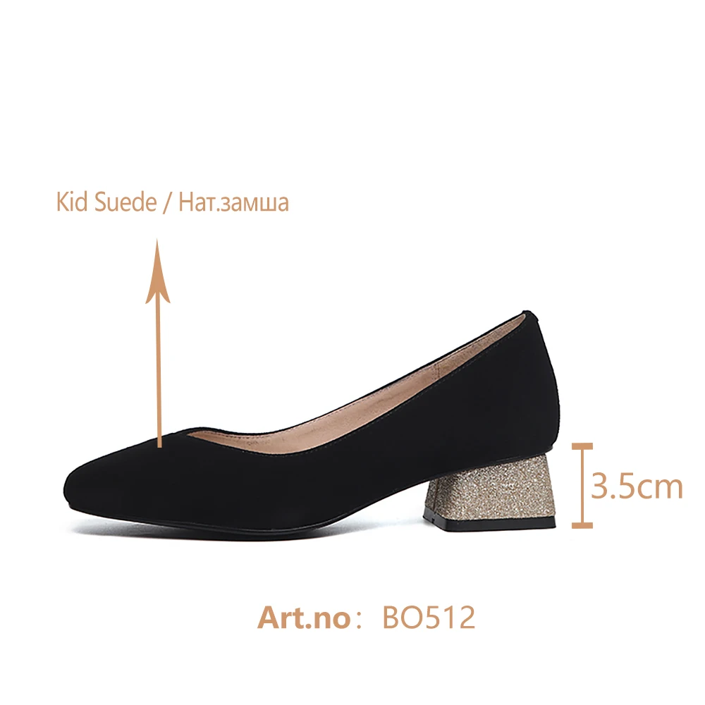

BESCONE Casual Pumps Women Solid Fashion High Quality Sheepskin Square Toe Med Elegant Pumps Square Heels Slip-On Shoes BO512
