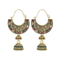 afghan jewelry vintage metal earrings for women boho bells tassel rhinestone indian jhumka earrings egypt nepal party gift