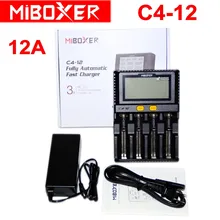 Miboxer C4-12 Smart Battery 18650 265650 Charger 4-Slot LCD Screen 3.0A/slot total 12A  for Li-ion/IMR/INR/ICR/Ni PK VP4 PLUS
