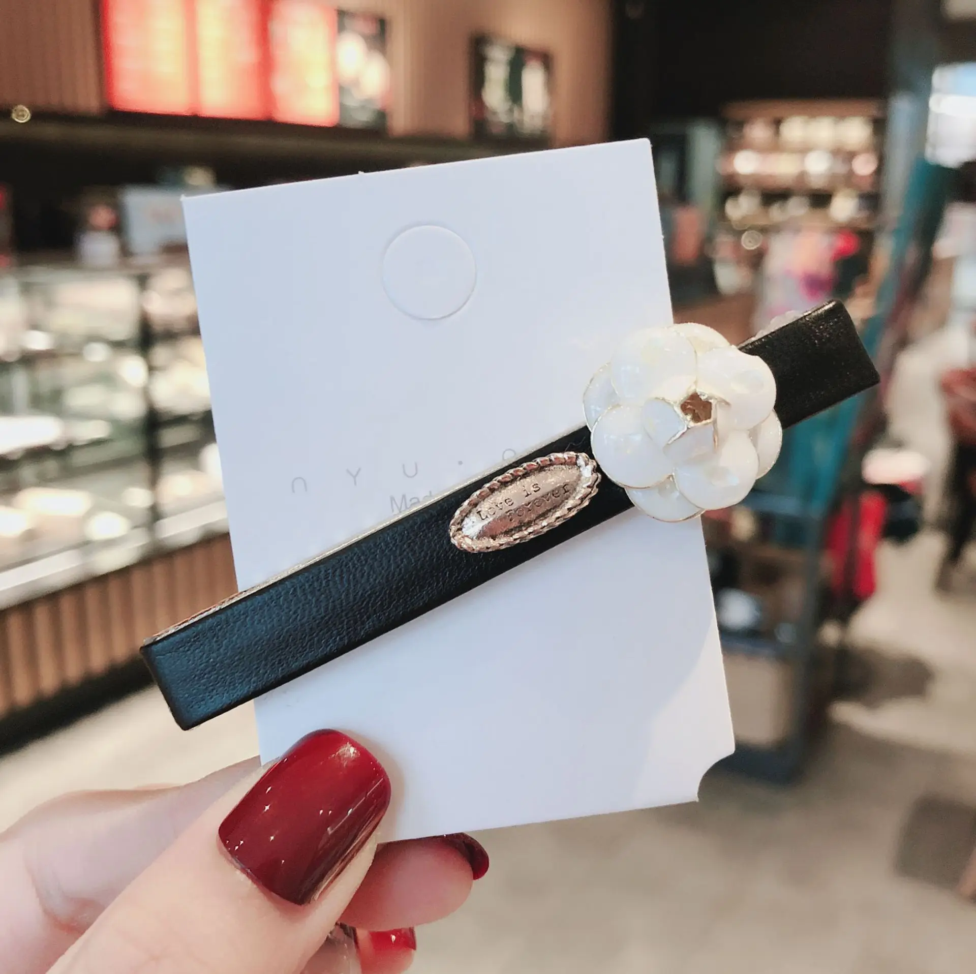 

High Quality Bling Elegant Camellia Flower PU Leather Hair Clip Hairband Bobby Pin Barrette Hairpin Headdress Beauty Accessories