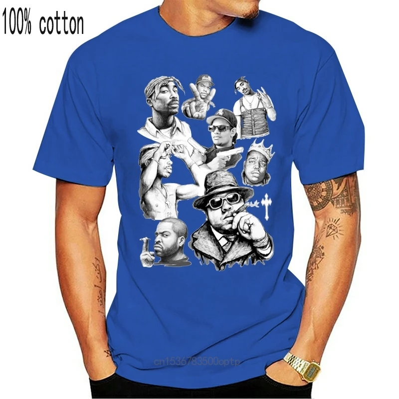 

New Rap Legends T-Shirt Hip Hop Biggie Eazy E Ice Tupac Rappers Hipster Top 2021 2021 Brand Cheap Sale 100 % Cotton Funny Shirts