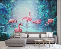 custom wallpaper nordic modern minimalist tropical rain forest flamingo background wall decoration waterproof material