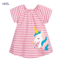 little maven kids frocks 2021 new summer baby girl clothes brand dress toddler cotton striped animal dresses for kids 2 7 years