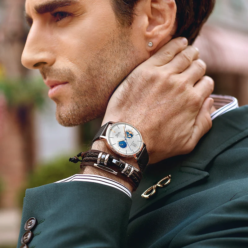 

2020 New Top Luxury Brand Mens Quartz Watches Fashion Waterproof Casual Men Watches 40mm Leather UltraThin Multifunctional Watch