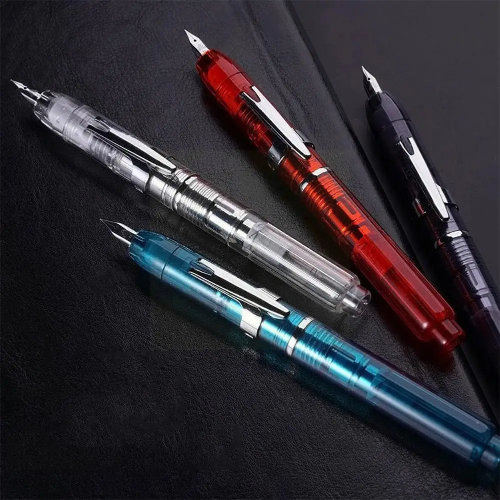 

1pcs 0.5mm Press-Type Fountain Pen Dark Tip Push Pen Gift Ink Refill Stationery Quality High School Office O8T9