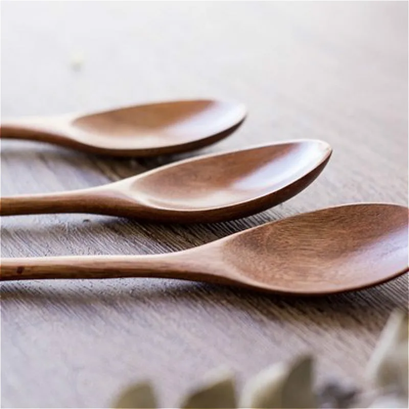 

Quality Natural Wood Spoon Fork Bamboo Kitchen Cooking Dining Soup Tea Honey Coffee Utensil Tools Soup-Teaspoon Tableware