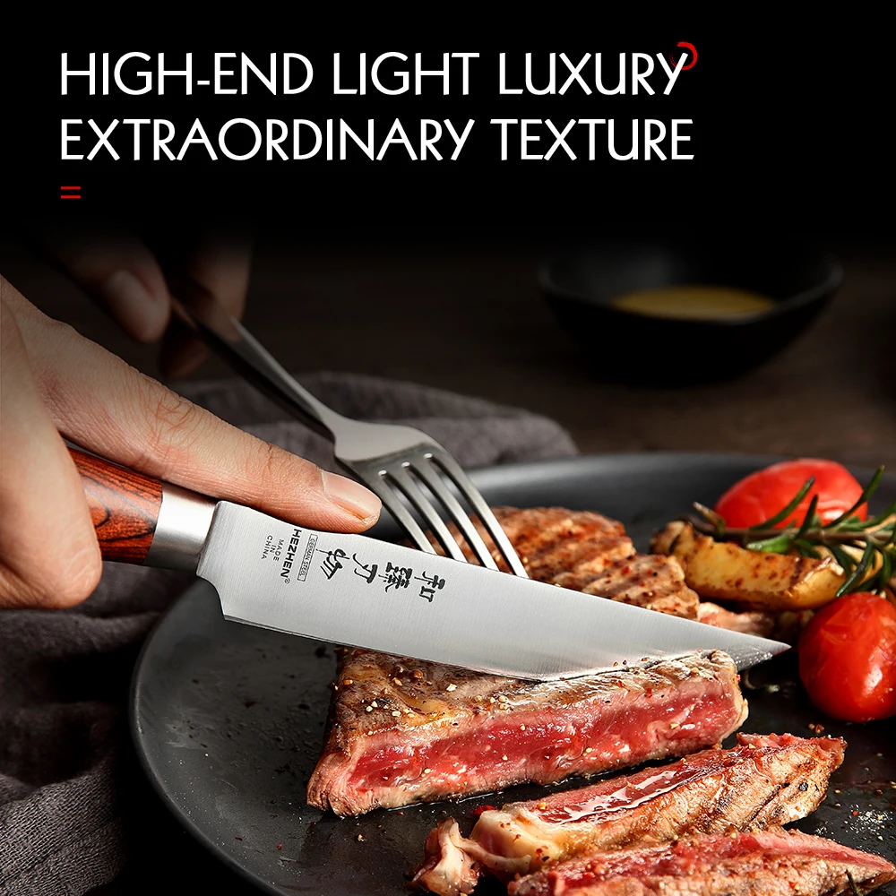 HEZHEN 4 шт. Набор ножей для стейка бритва из нержавеющей стали острые лезвия шеф повара режущий