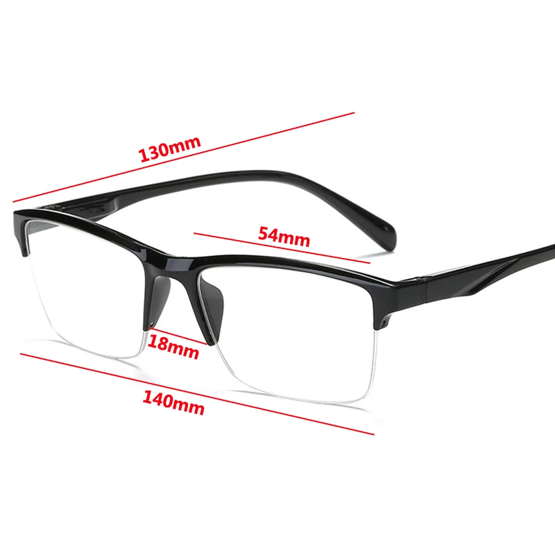 Сверхлегкий с плоскими стеклами и половинной рамкой очки для чтения