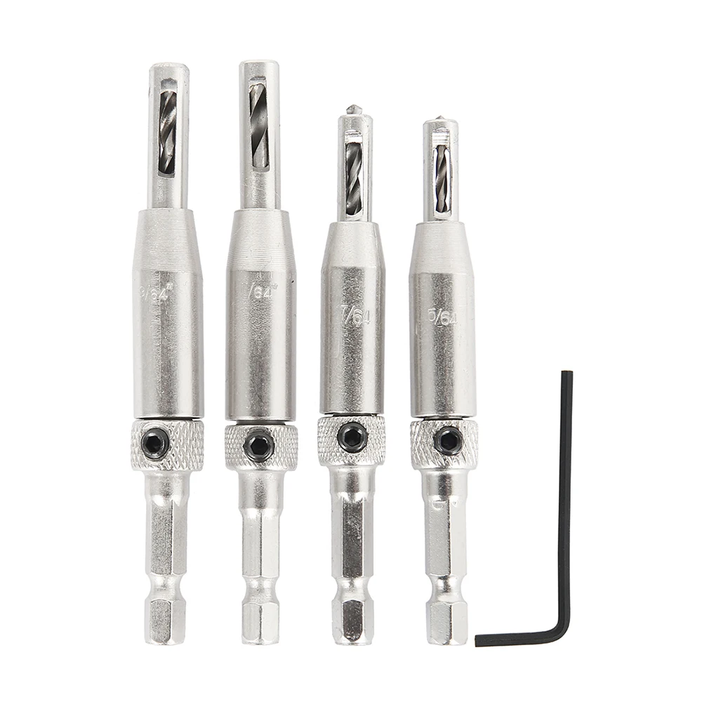 

4pcs Core Drill Bit Set Self Centering Hole Puncher Hinge Tapper for Doors Self Centering Woodworking Power Tools