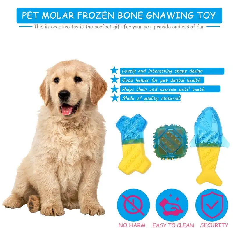 

3Pcs Pet Toy Teething Cleaning Interactive Funny Dog Bite Toy Pet Molar Supply Dog Chew Toy