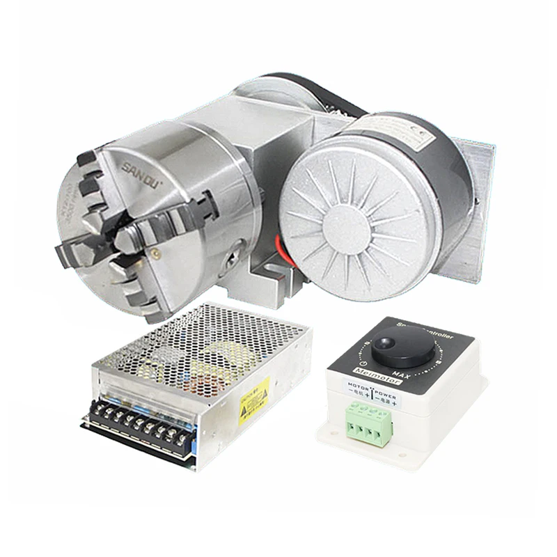 

High Speed A 4th Rotary Axis Chuck 100mm with Power Speed Controller for CNC Router Milling Machine