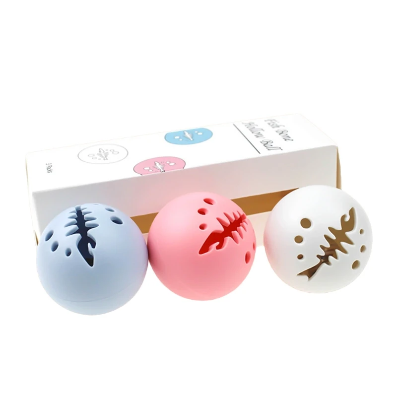 

3pcs Cat Toys Catnip Balls Hollow Fishbone Shape Bell Glowing Ball Kitten Teaser Toys Pet Playing Toys Easy to Use Clean