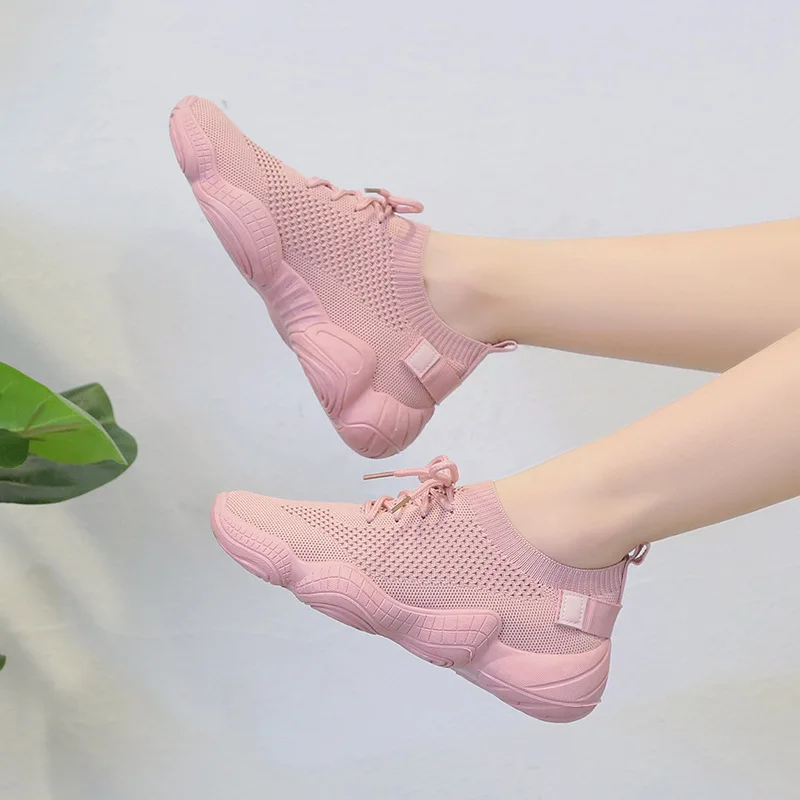 

Women Sneakers Mesh Flat Summer Vulcanized Ladies Lace Up Stretch Fabric Spring Platform Casual Shoes Female Breathable Fashion