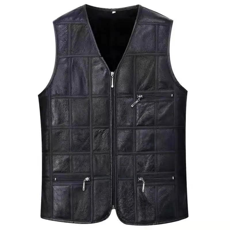 Меховой цельный жилет для мужчин Натуральная шерсть среднего и пожилого